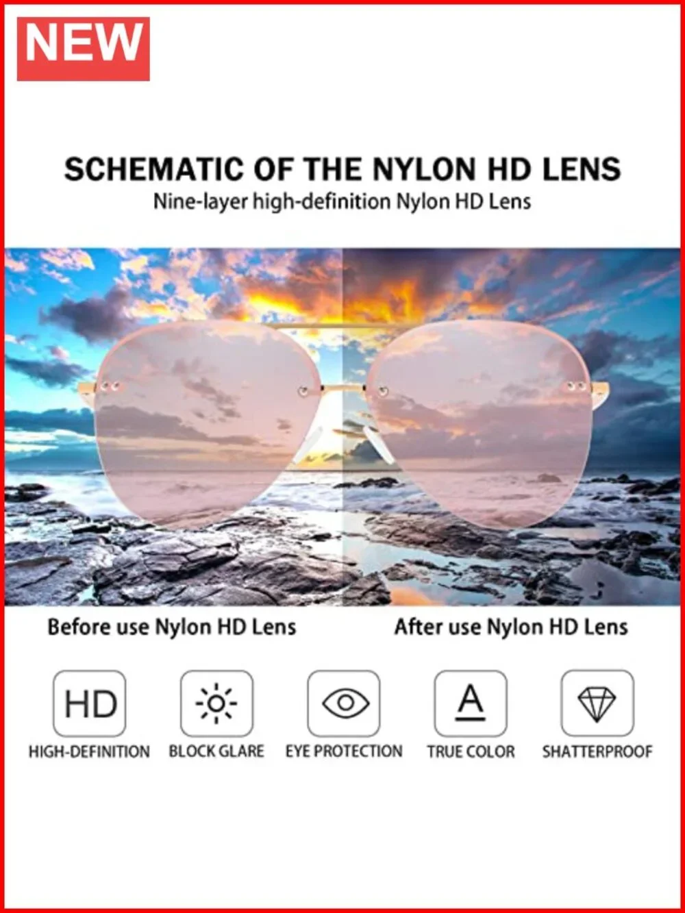 Retro Rimless Aviator Sunglasses Oversized Gradient Mirrored Lens UV Protection